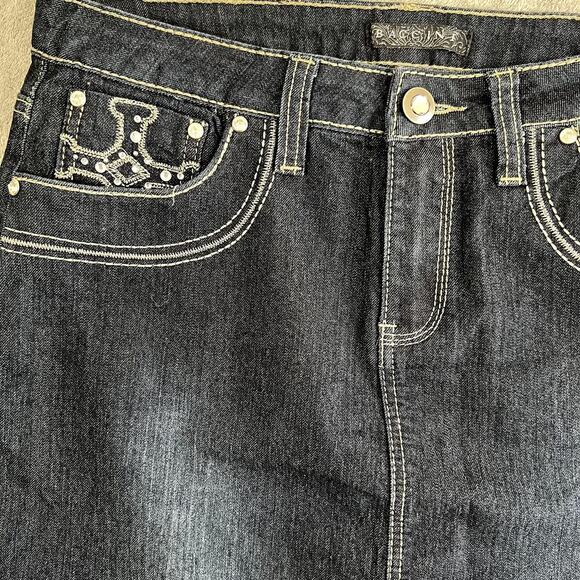 Baccini Women's 6 Affliction Style Denim Skirt Y2K Alt Grunge - Picture 5 of 10